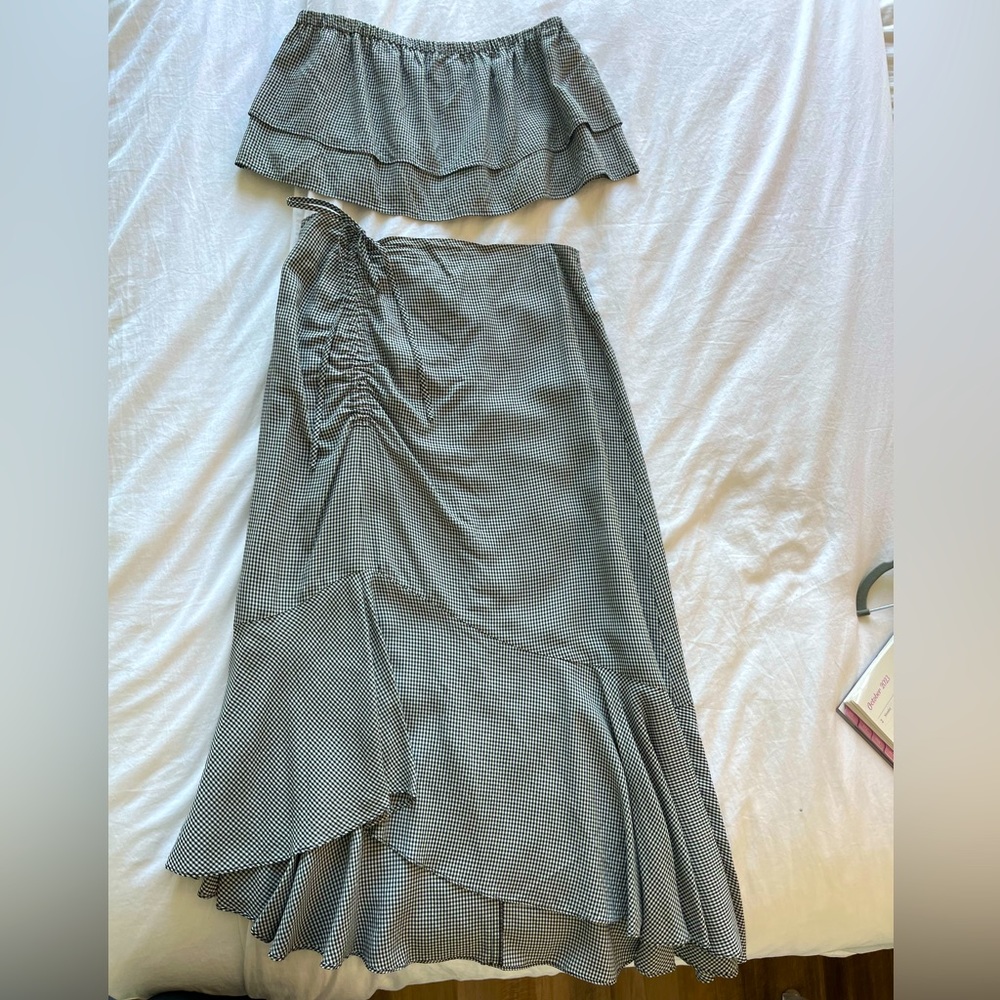 Club Monaco Checkered Skirt and Top Set